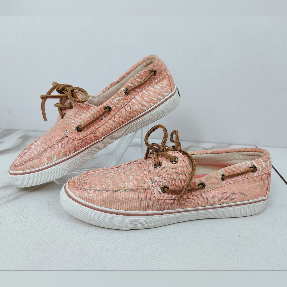 Sperry Women's Top-Sider Seacoast Fish Circle Sneakers Boat Shoes, Salmon, Sz 9